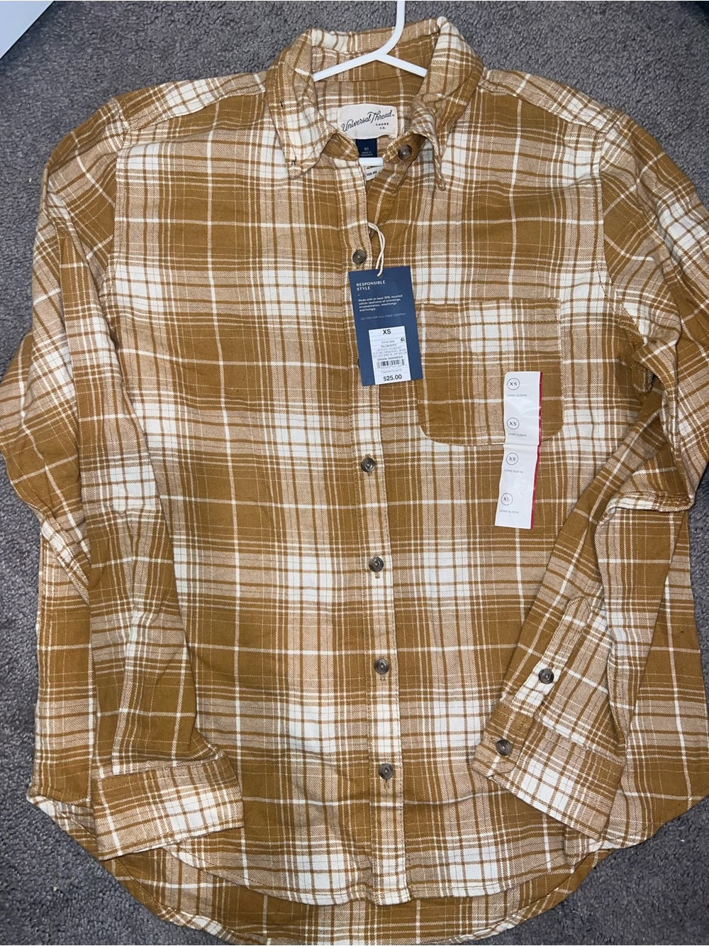 Universal threads Plaid Button-Up Shirt - Mustard/White NEW
